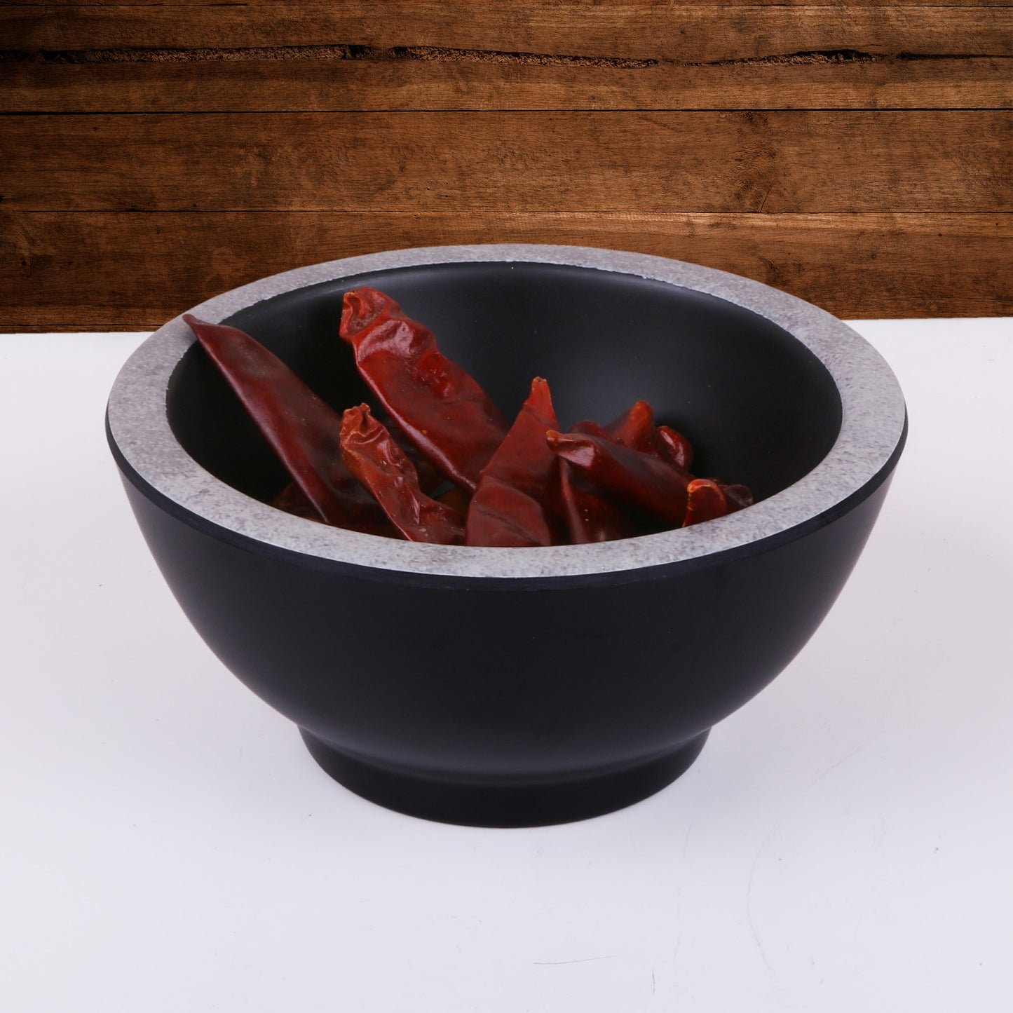 Melamine Round Bowl - Black w/ Silver Decal