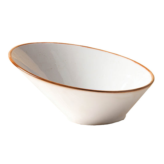 28.7 oz. Beige Porcelain Slanted Bowl, 9 2/3" Dia., Corona Artisan Beige (Stocked)