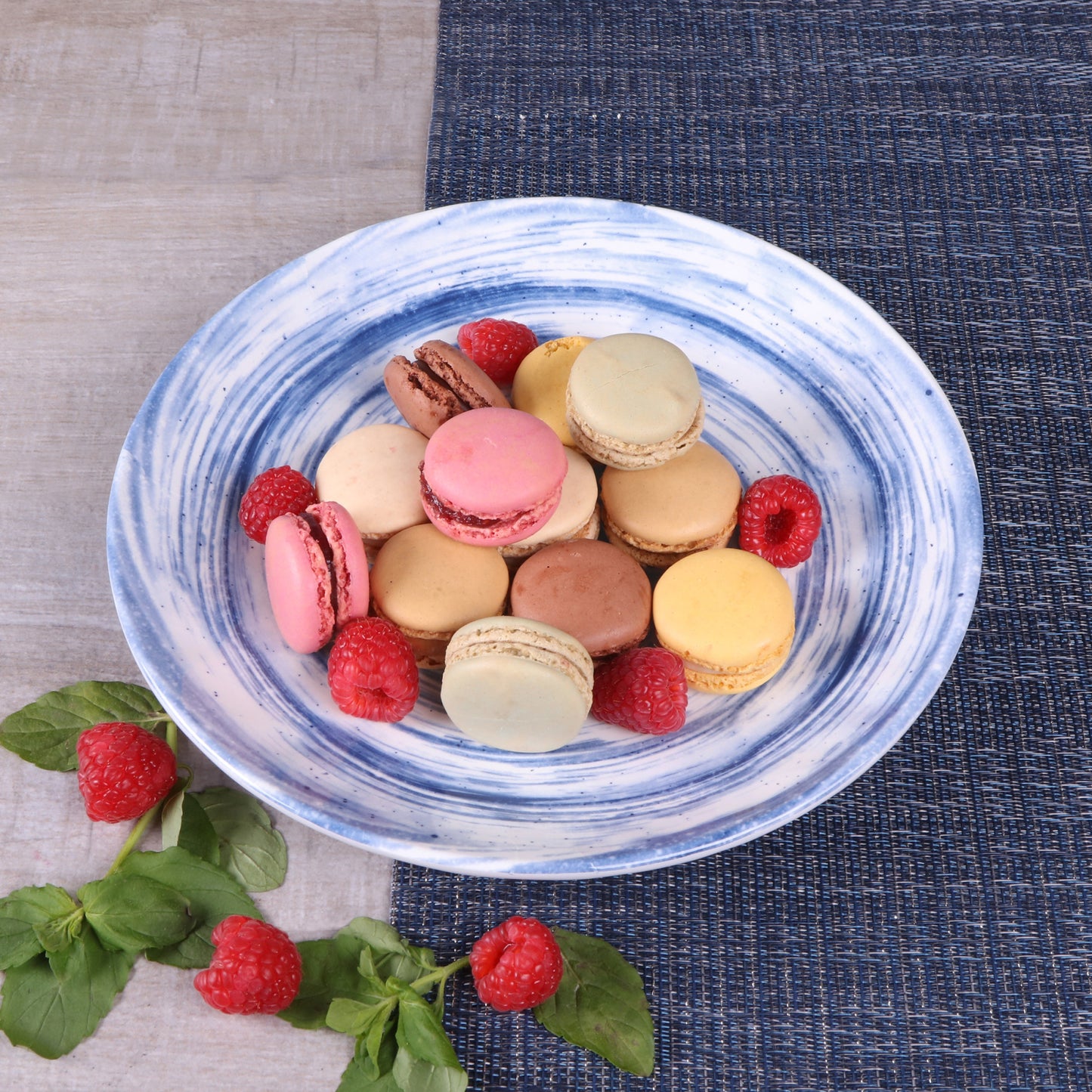 Melamine Round Plate - Navy Design