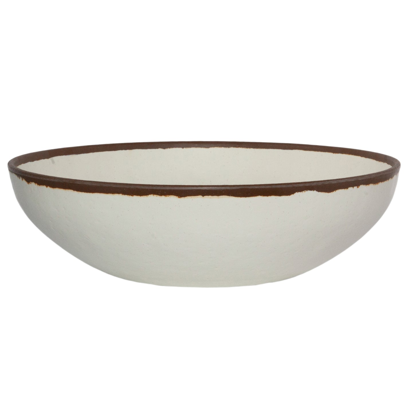 5.5 qt. Cream, Melamine, Large Display Bowl, (6 qt. rim-full), 13.5" Top Dia., 3.75" Deep, G.E.T. Pottery Market Glazed