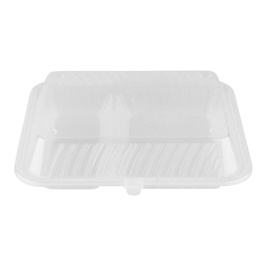 2-Compartmant Polypropylene, Clear, Food Reusable Container with Snap Closure, 10" L x 8" W x 3" H, G.E.T. Eco-Takeout's (12 Pack)