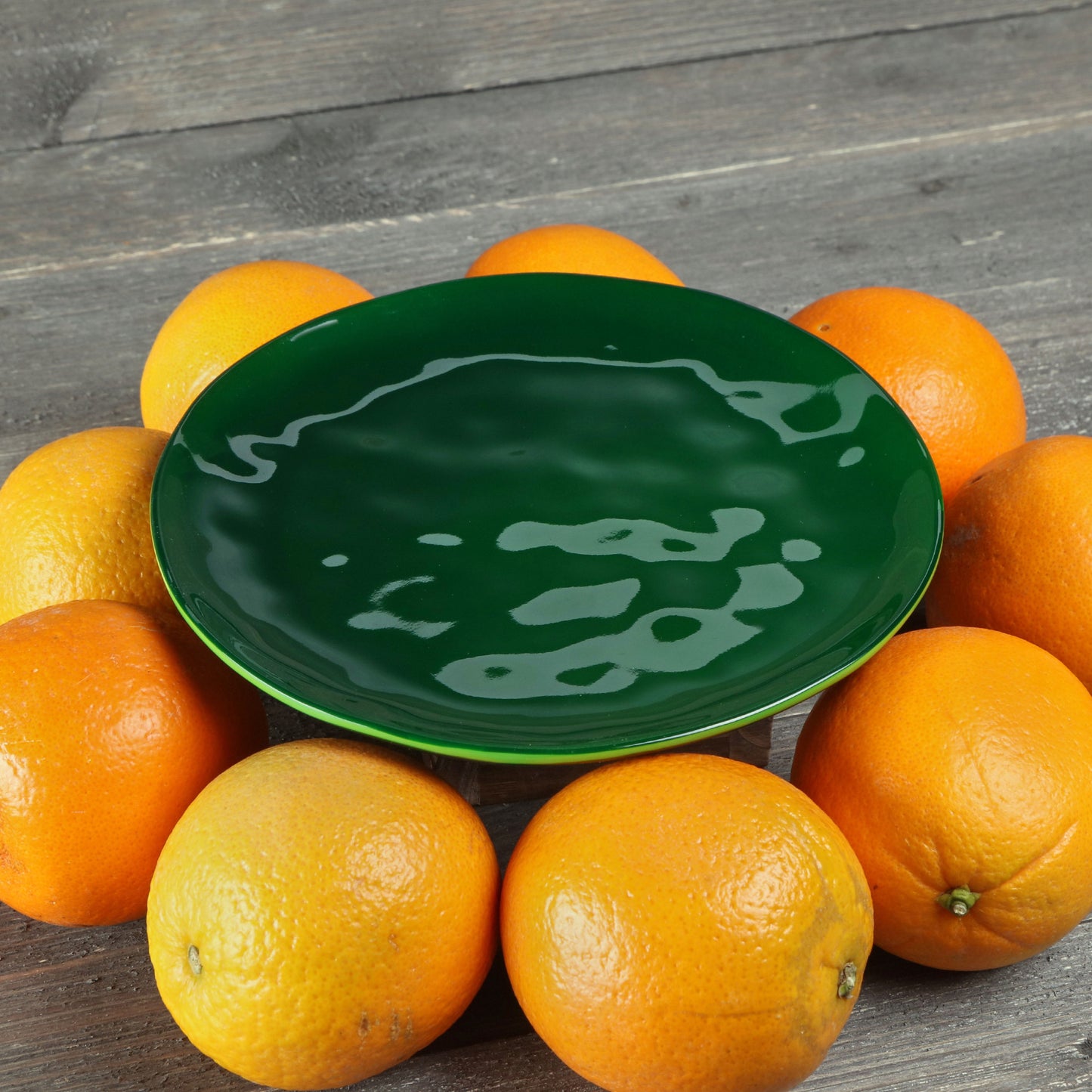 Melamine Round Plate - Green Glaze