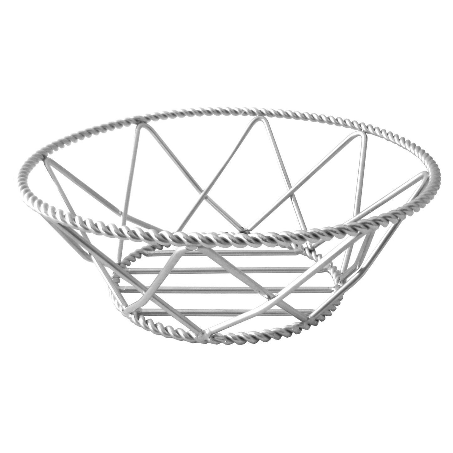 Round Braided Rim Metal Wire Basket