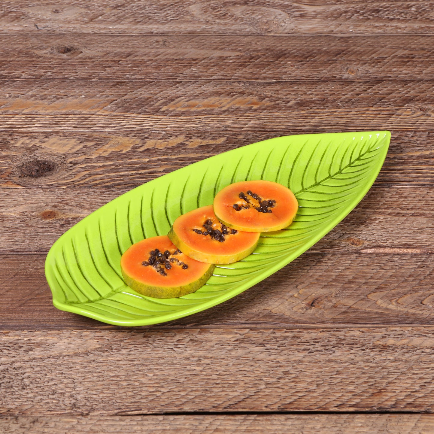Melamine Medium Leaf Platter - Design Green