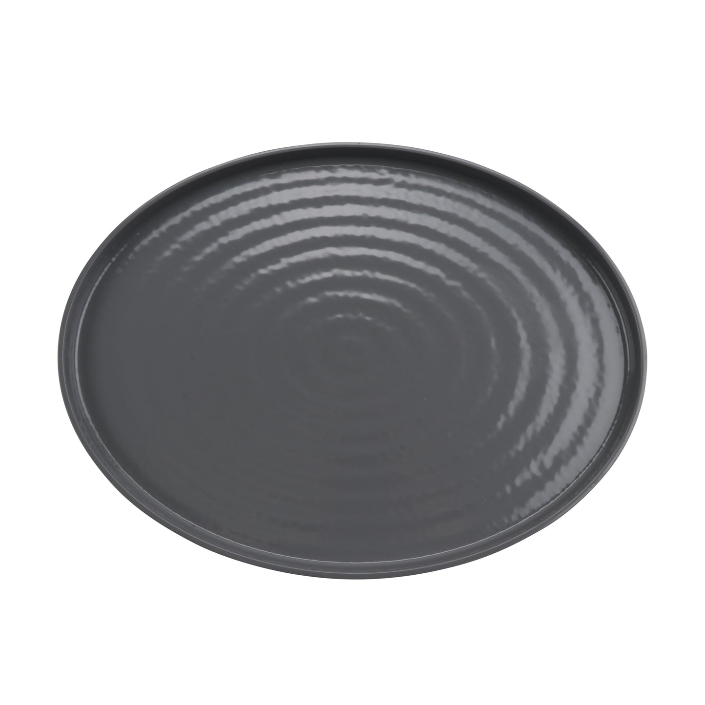 16" x 12" Melamine Oval Platter, Glossy Gray inside/ Black Matte outside, GET. Roca.