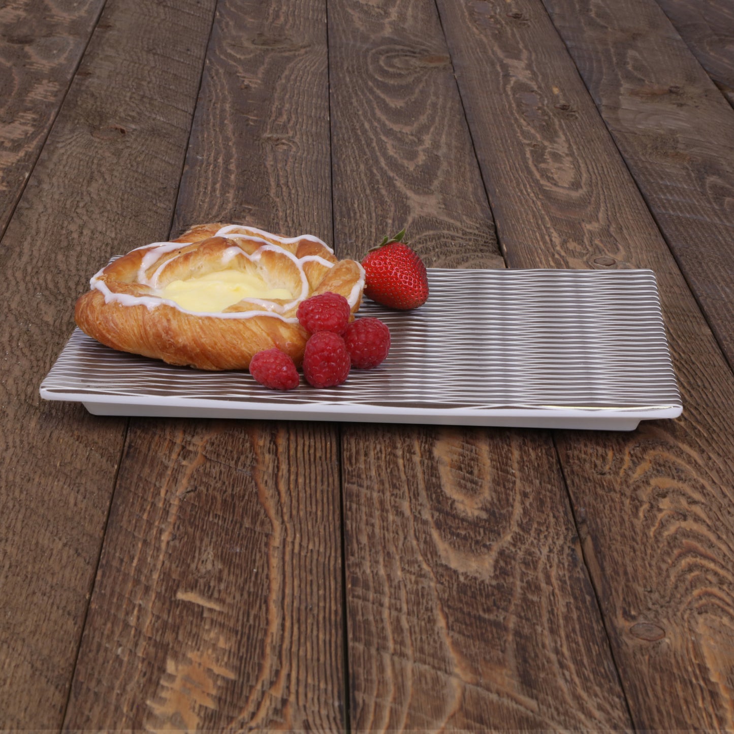 Melamine Rectangular Plate - White w/ Chocolate Decal
