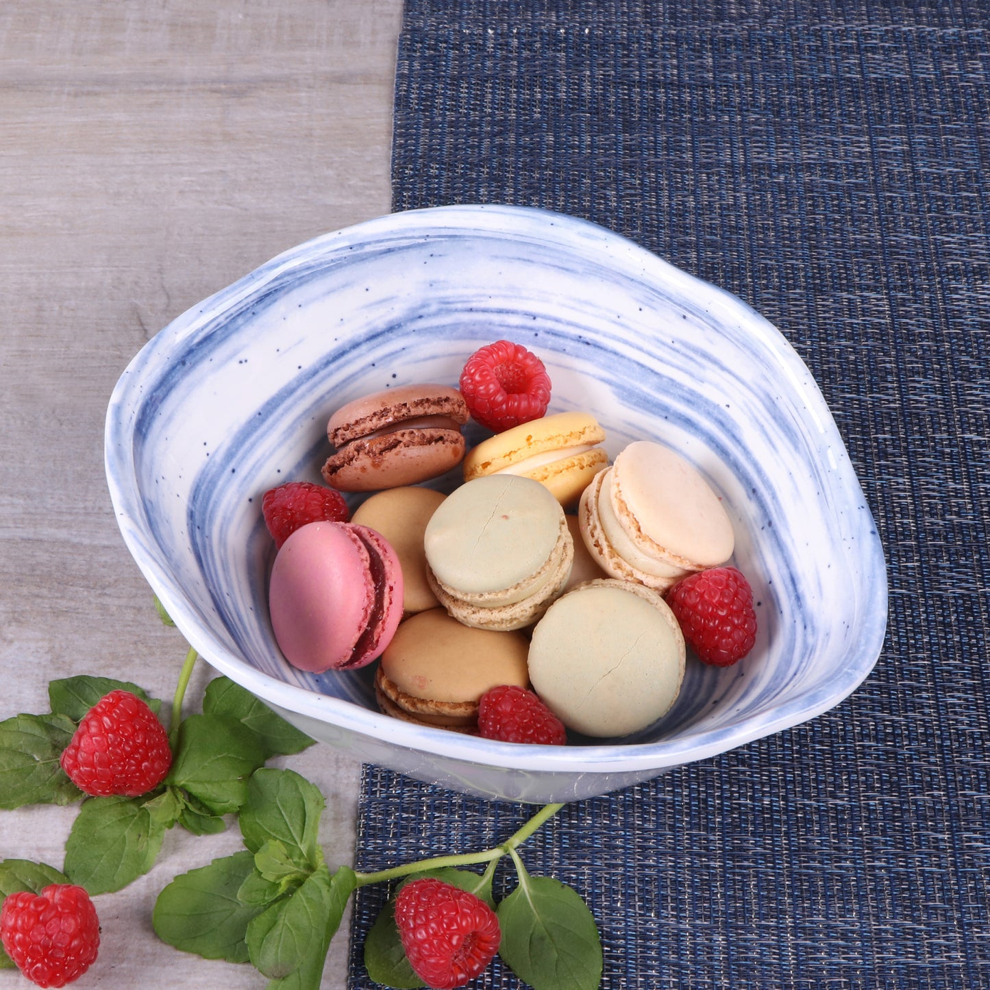 Melamine Oval Bowl - Navy Design