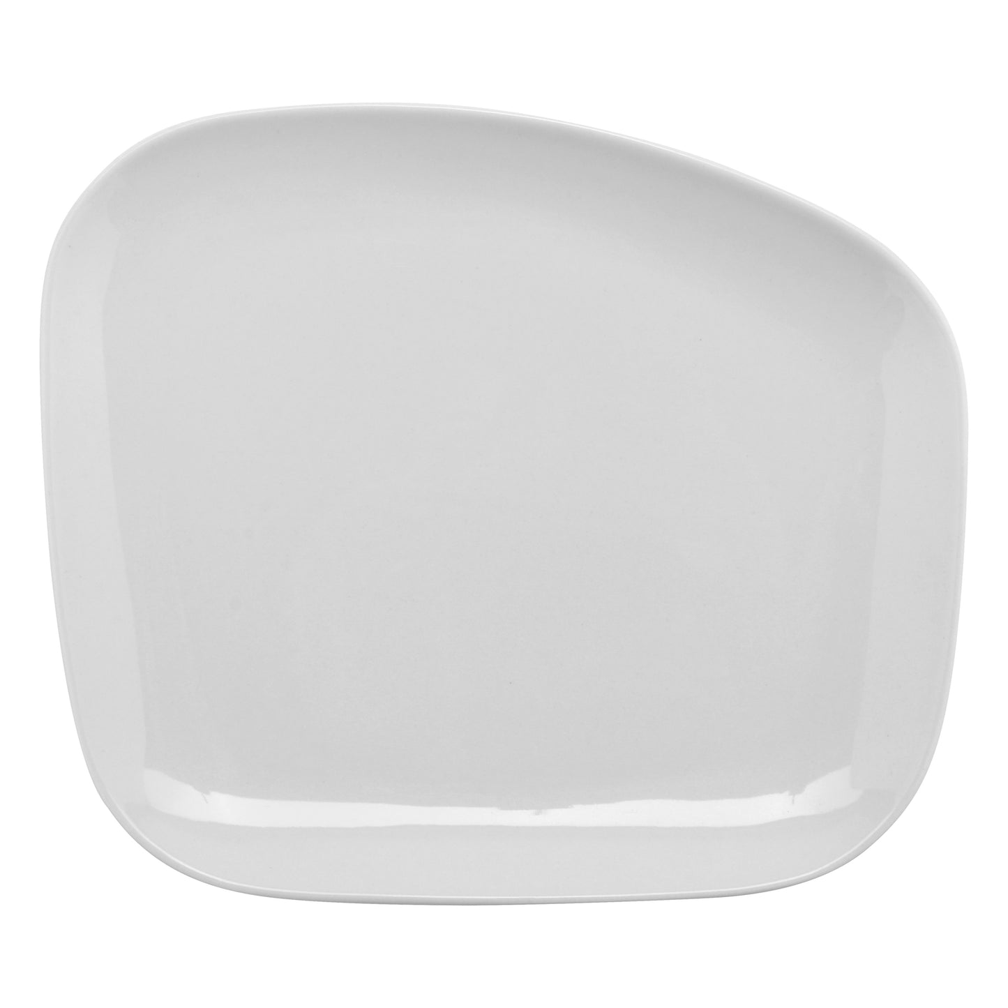 11" x 9 4/9" Bright White Porcelain Asymmetric Plate, Corona Elegance (12 Pack)