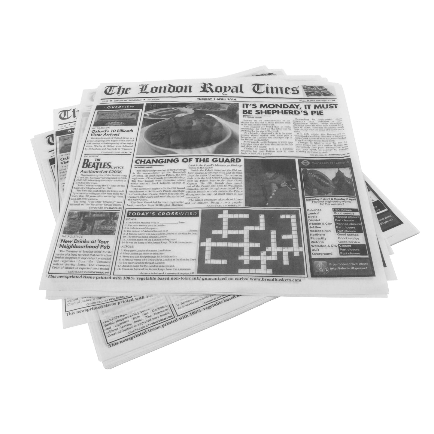 Wax-Coated Newspaper Theme Food Basket Liner / Deli Wrap Pap