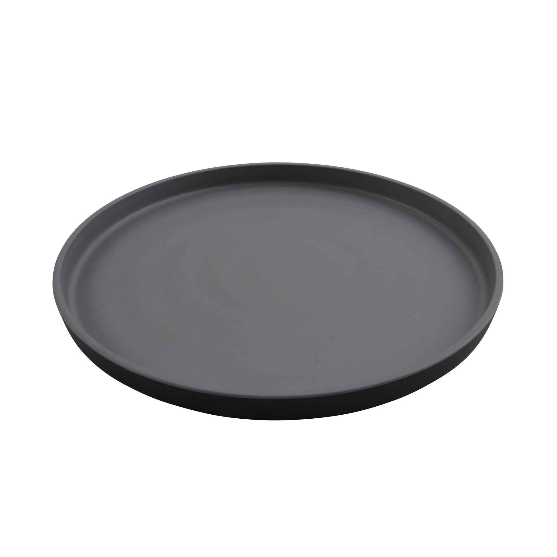 11" Round Melamine Dinner plate, Gray Matte inside/ Black Matte outsid