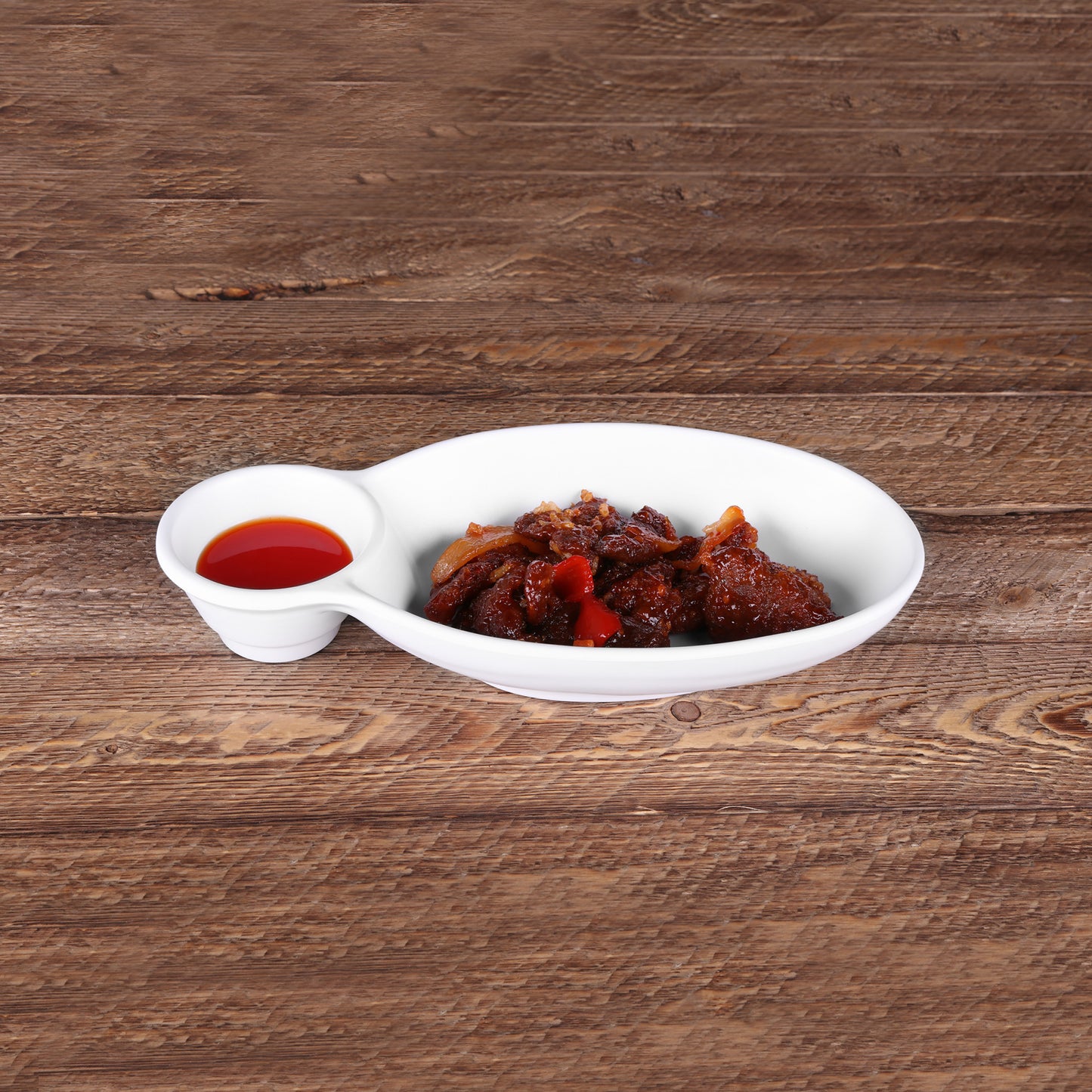 Melamine Two Compartment Tray - White