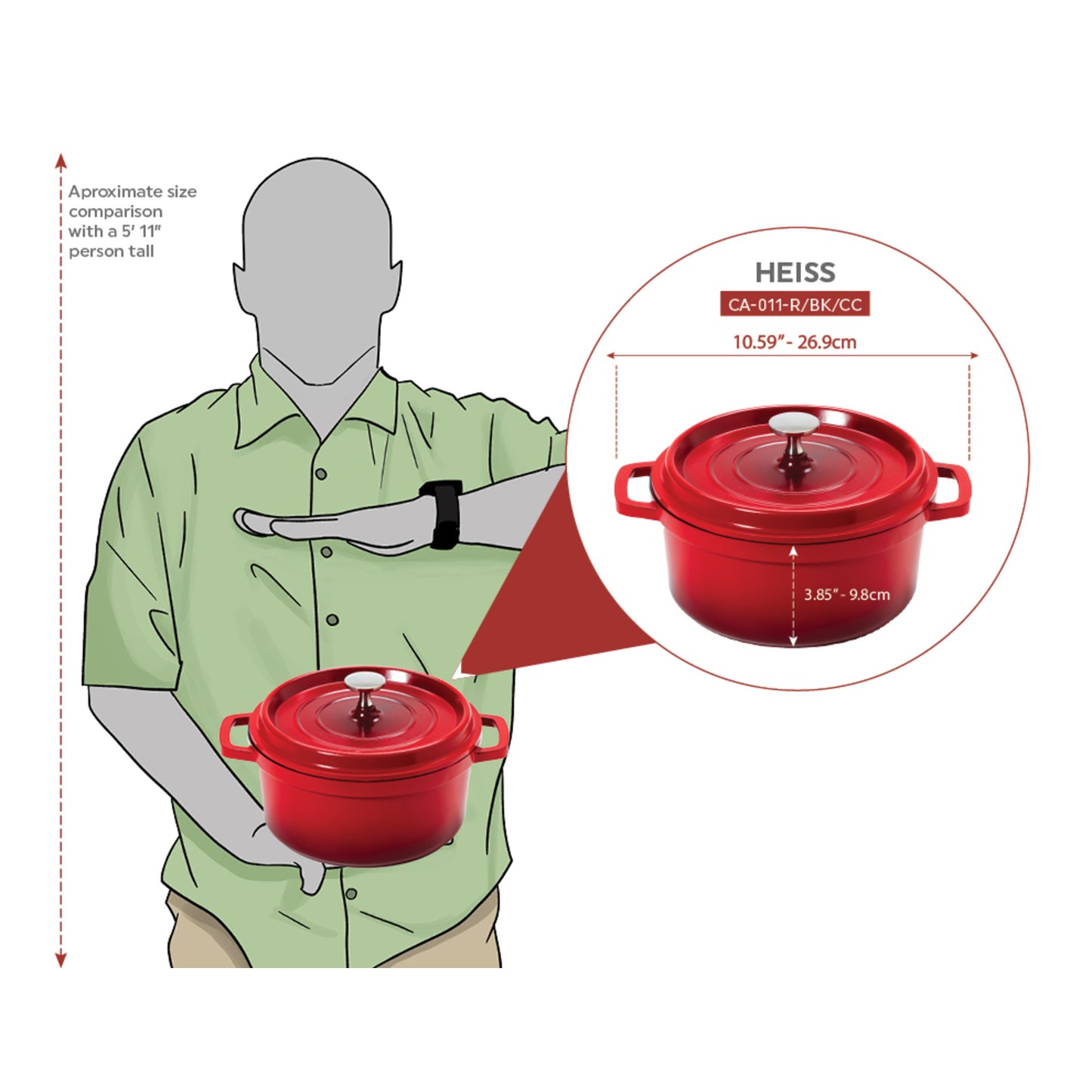 2.5 qt. (2.8 qt. rim-full), 7.88" Induction Ready Round Dutch Oven w/ Lid, 3.5" deep (Clear Coat)