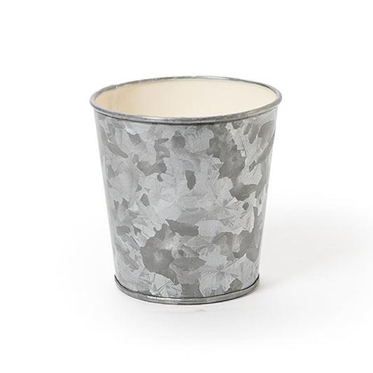 3.75" Dia. Round Galvanized French Fry Cup with Ivory Powder Coated Interior, 3.75" tall