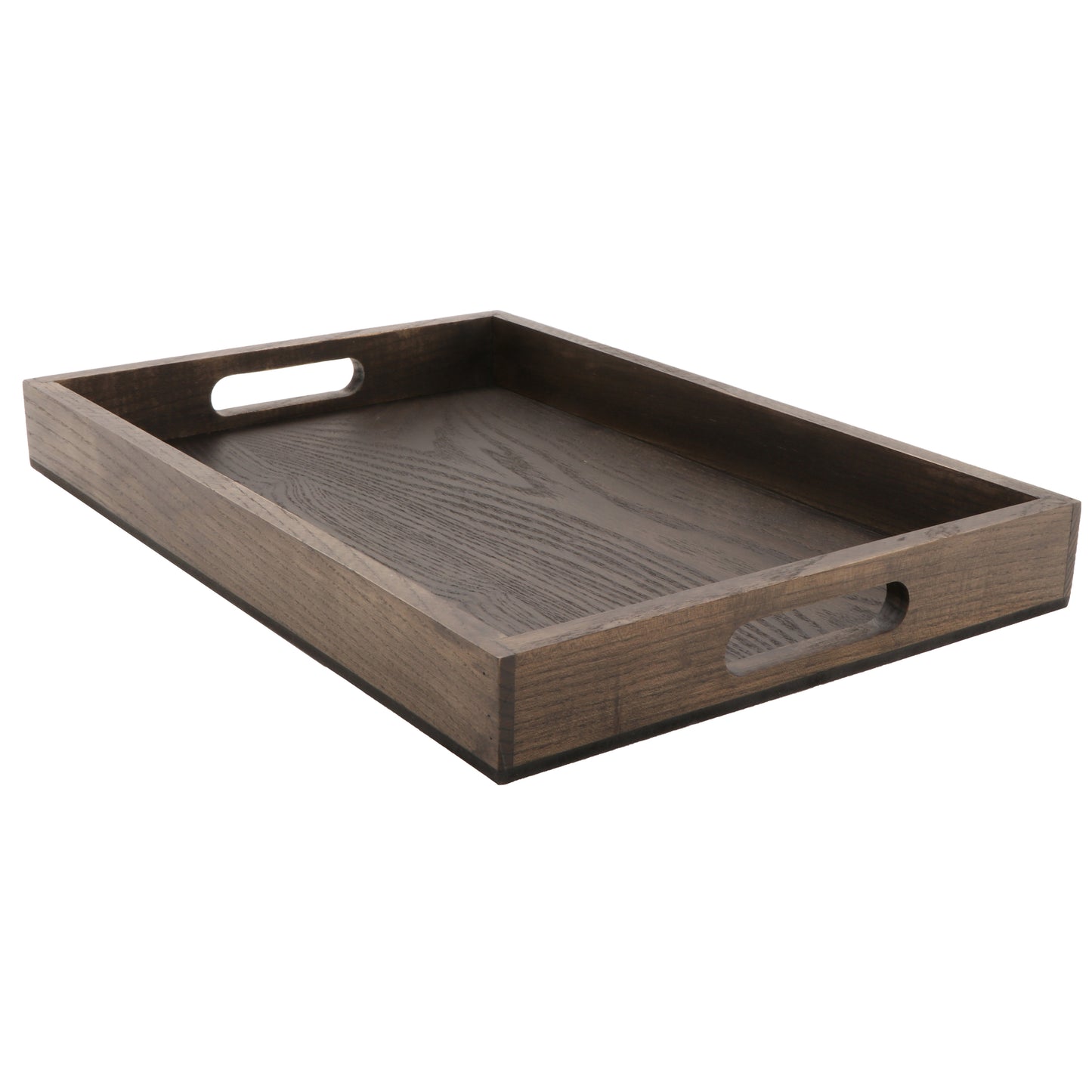 16.25" x 11" Medium Rectangular Walled Ash Wood Serving Tray with Handles, 1.75" tall, G.E.T. Taproot
