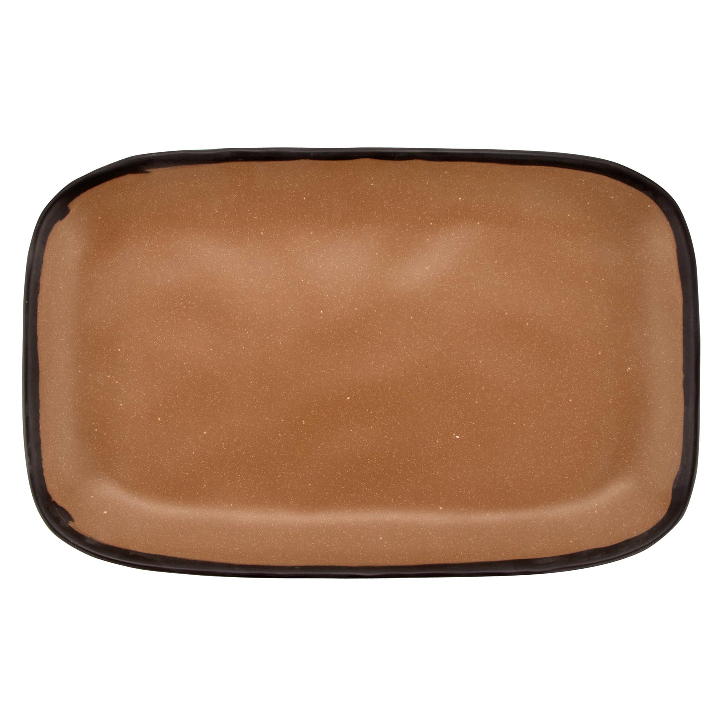 12" x 7.5" Speckled Taupe, Melamine, Rectangular Dinner Plate, G.E.T. Pottery Market Matte (12 Pack)