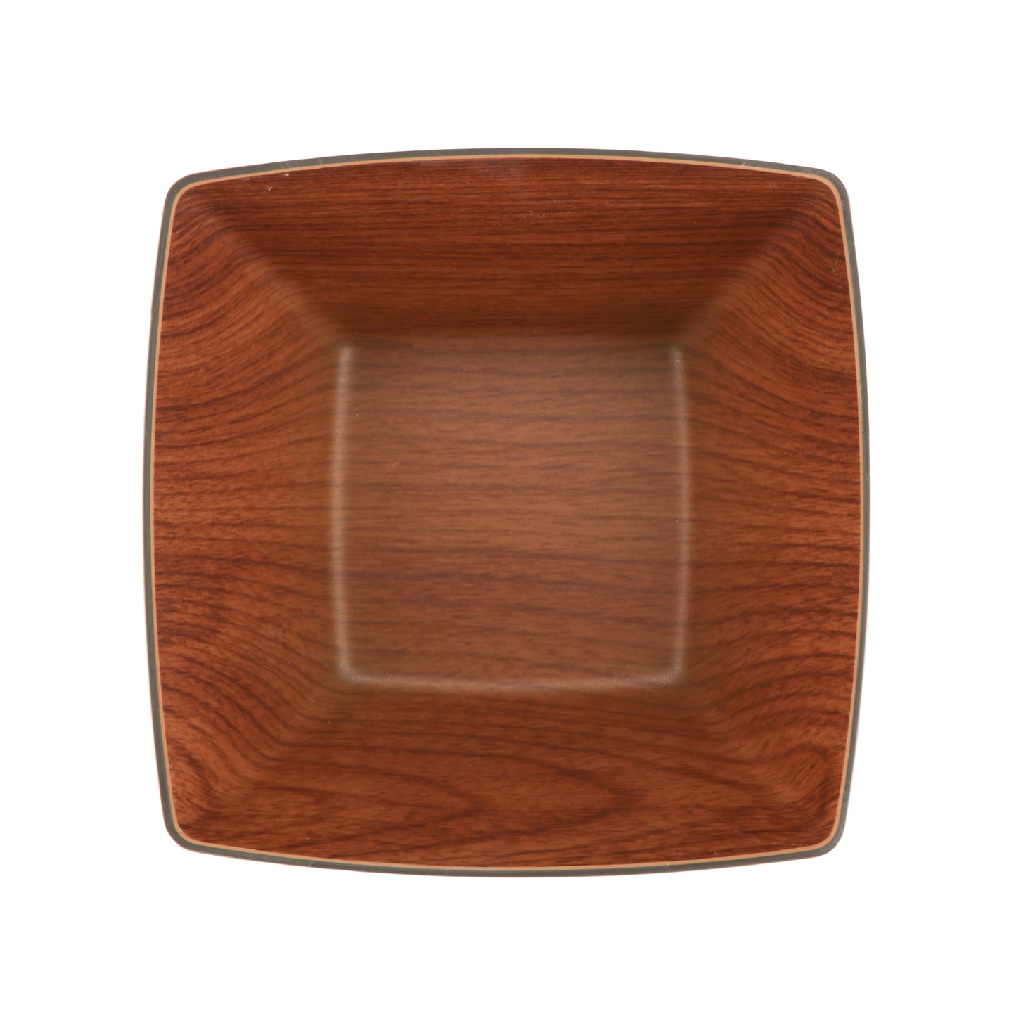 1 qt. (1.3 qt. rim-full), Square Faux Wood Bowl, Mahogany Wood, Polystyrene, 6.5" x 6.5", 3" deep, G.E.T. Arbor (12 Pack)