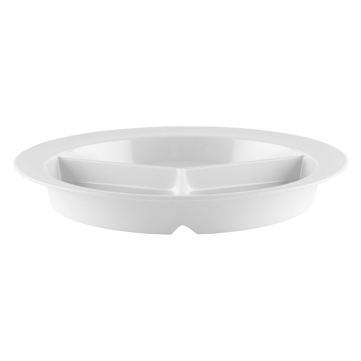 9" 3-Compartment Plate, .75" Deep (12 Pack)