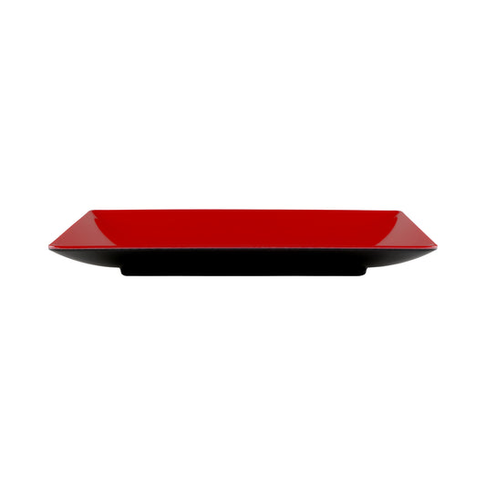 Melamine Rectangular Two-Tone Plate - Black Outside, Red Inside