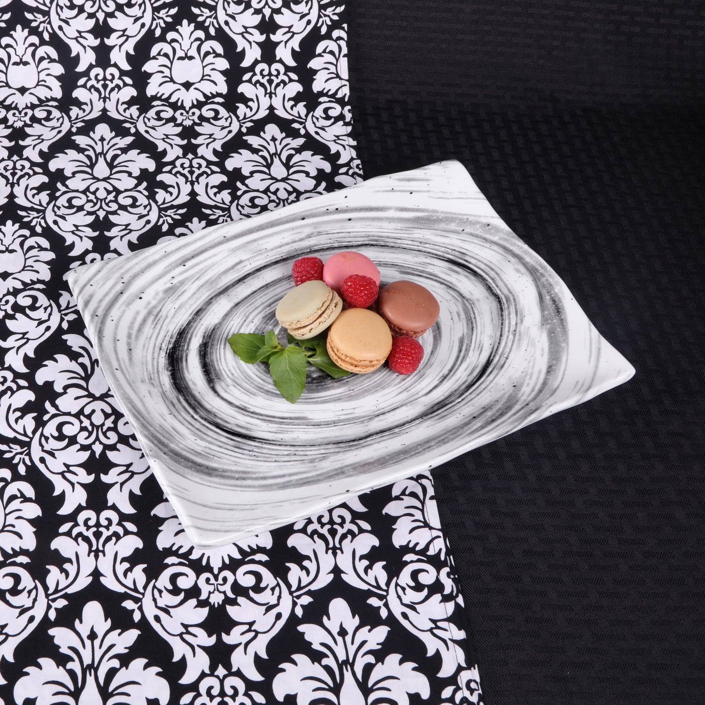 Melamine Rectangular Plate - Black Design