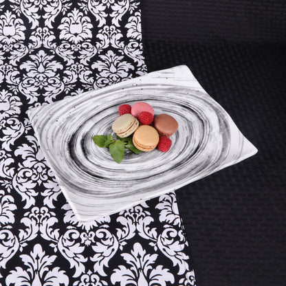 Melamine Rectangular Plate - Black Design