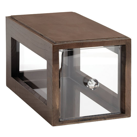 12.25" x 6" Square Stackable Wood Bread Box with Acrylic Drawer, 6" tall
