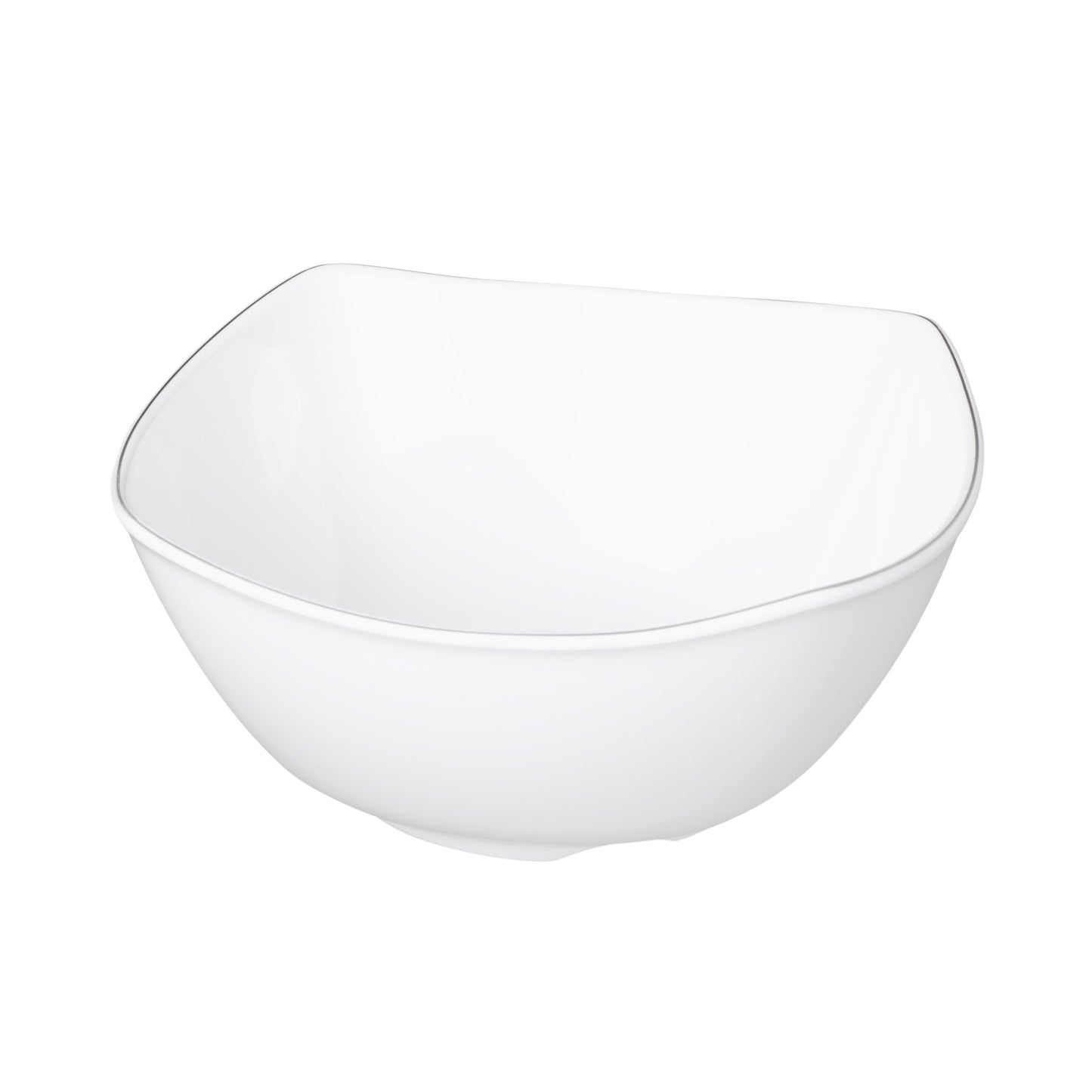 Melamine Curved Square Bowl - White w/ Black Trim