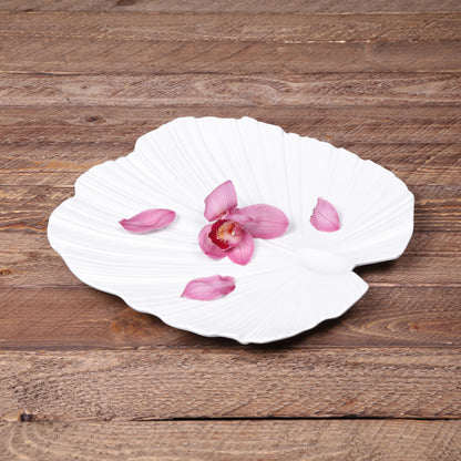 Melamine Large Palm Leaf Platter - White