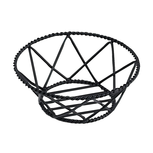 Round Braided Rim Metal Wire Basket