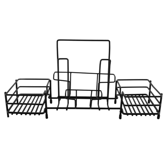 Metal Three Compartment Condiment Caddy with Menu Holder