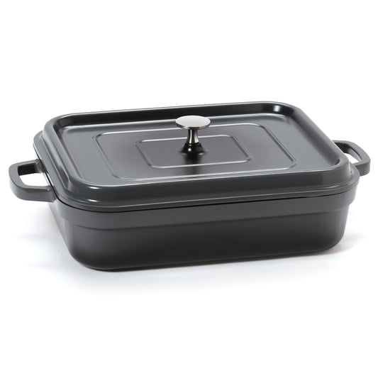 5 qt. (5.25 qt. rim-full), 12.88" x 10.88" Induction Ready Rectangular Roaster w/ Lid, 2.76" deep (Clear Coat)
