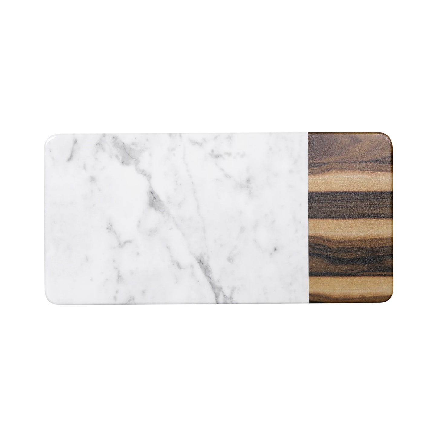 Melamine Rectangular Serving Tray - Hickory Wood, Carrara Marble