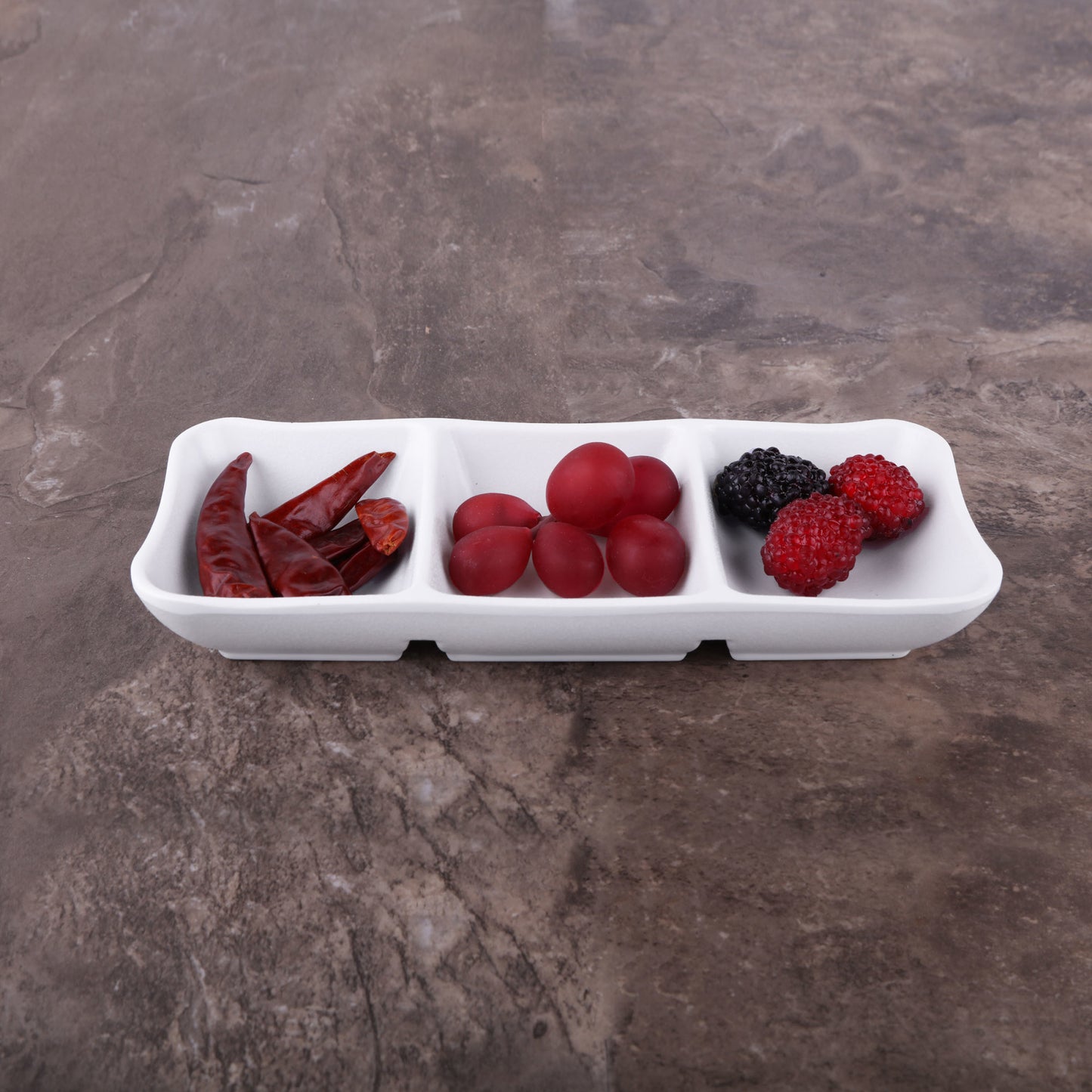 Melamine 3 Compartment Tray - White