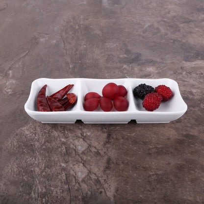 Melamine 3 Compartment Tray - White