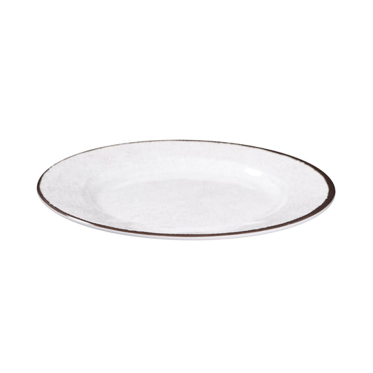 Melamine Round Crackle Plate - White