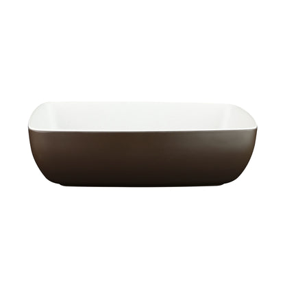 Melamine Rectangular Bowl - White Speckle Inside, Chocolate Outside