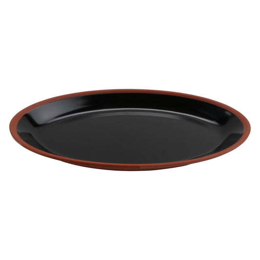 10" balance shiny black/matte terra cotta oval melamine platter (small), 10"L x 5.87"W x 1"H, GET, cheforward