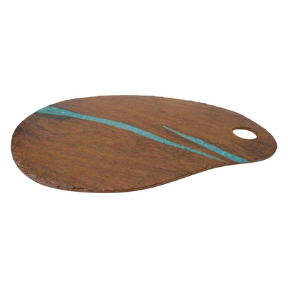 17.38" lapis cherry with turqouise round melamine platter, 17.38"L x 12"W x .5"H, GET, cheforward