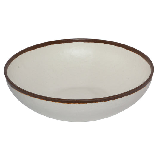4 qt. Cream, Melamine, Large Display Bowl, (4.56 qt. rim-full), 12.25" Top Dia., 3.25" Deep, G.E.T. Pottery Market Glazed