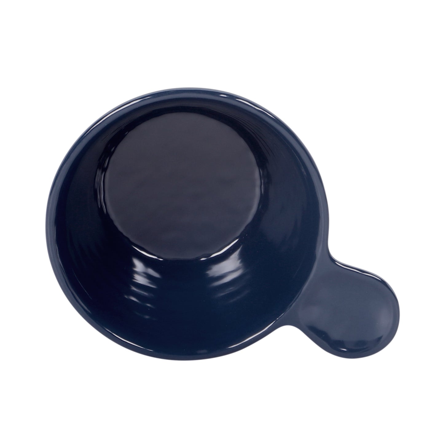 Melamine Bowl w/ 1 1/2" Handle - Chocolate Matte Outside/Lapis Gloss Inside