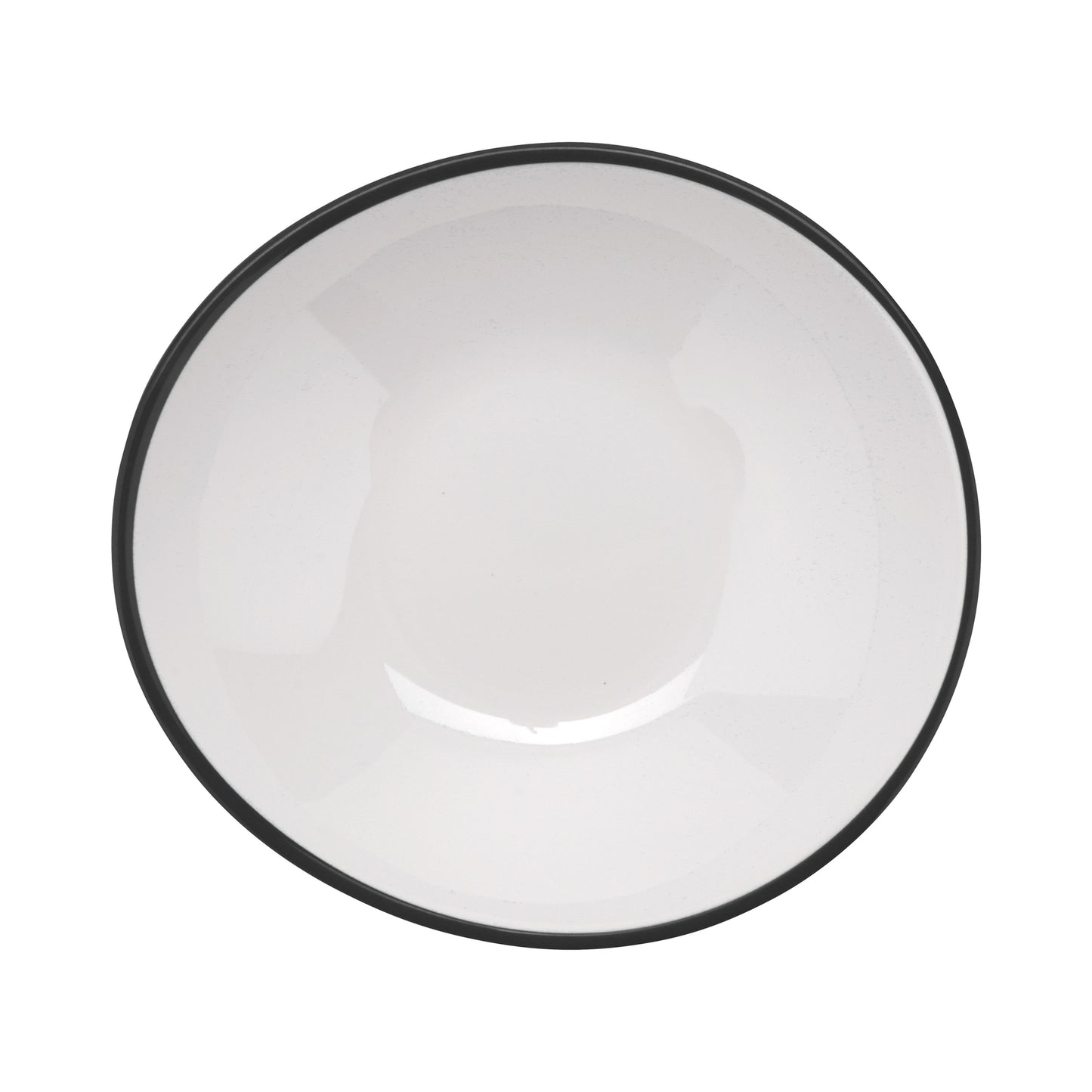 10 oz. White with Black Trim, Enamelware Melamine Shallow Bowl, 12 oz. rim-full, 7" x 6.75", 1.5" deep, G.E.T. Settlement Bistro (12 Pack)
