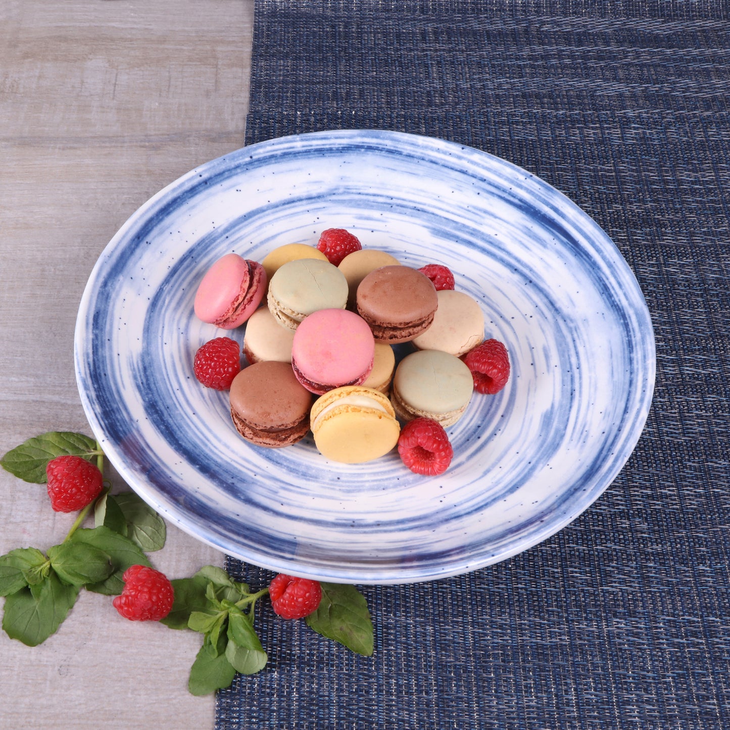 Melamine Round Plate - Navy Design