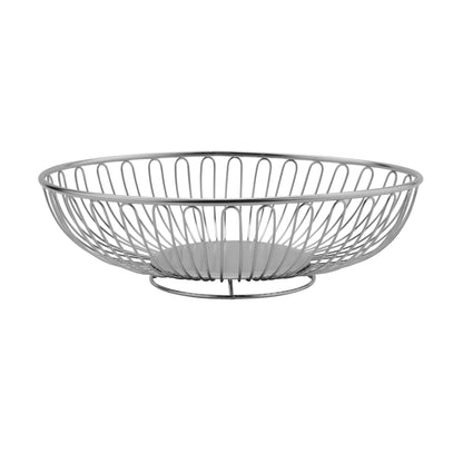 11" x 8.75" Oval Chrome Wire Basket, 3" Deep