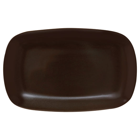 13 2/5" x  8 1/4" Brown Reactive Glaze Porcelain Coupe Platter, Corona Cosmos Mercury (Stocked) (12 Pack)