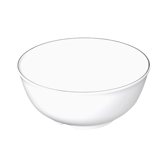 Melamine Round Bowl - White w/ Black Trim