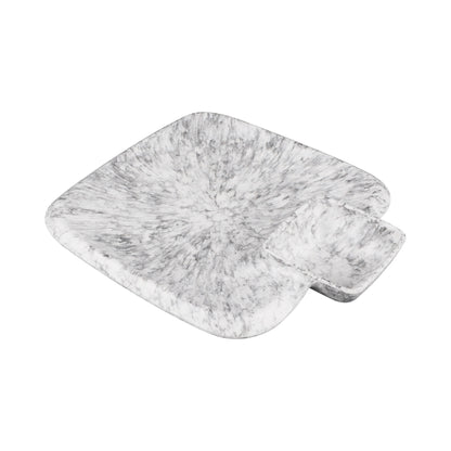 Melamine Round Chip & Dip Plate - Black Marble