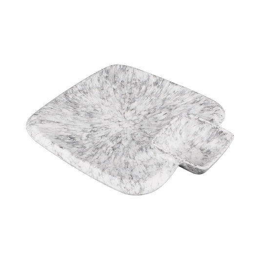 Melamine Round Chip & Dip Plate - Black Marble