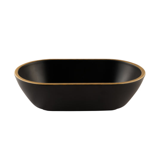 Melamine Oval Bowl - Black w/ Gold Decal