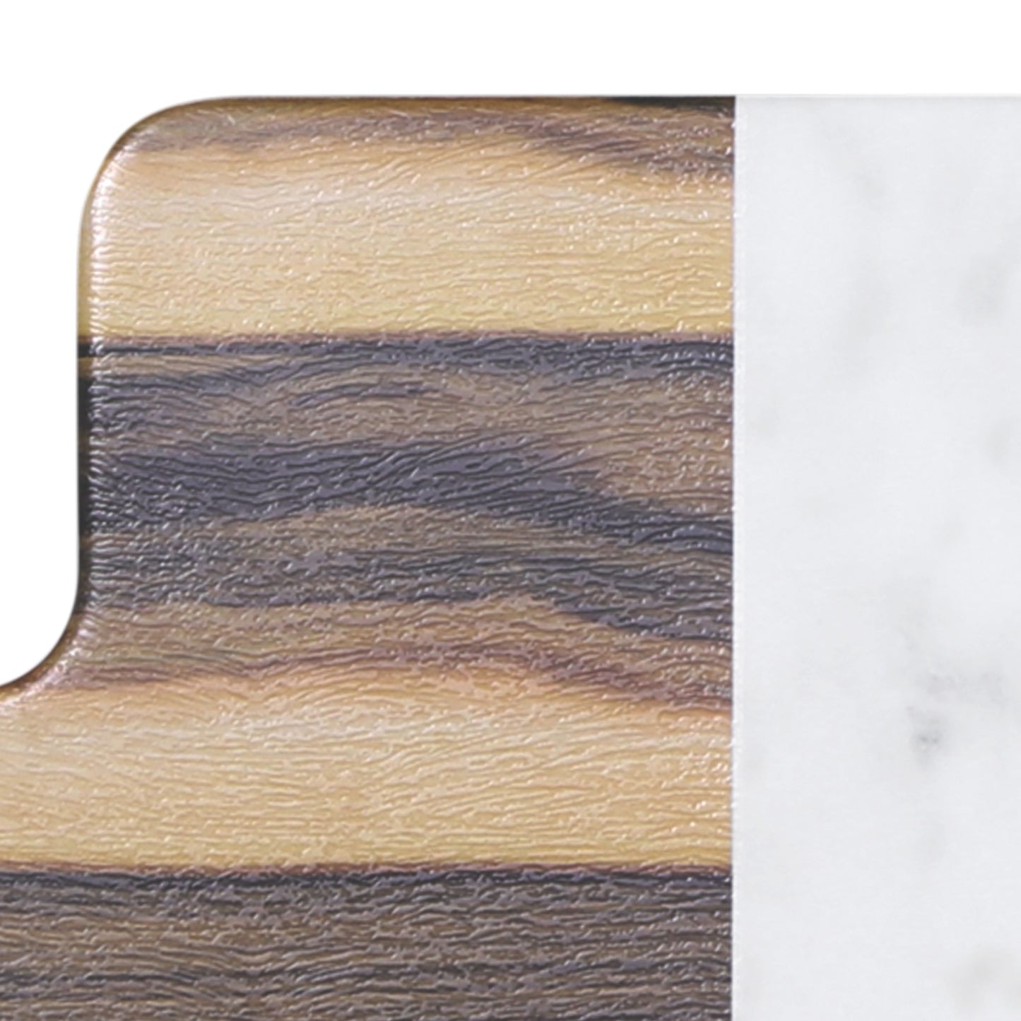 Melamine Rectangular Serving Board - Hickory Wood, Carrara Marble
