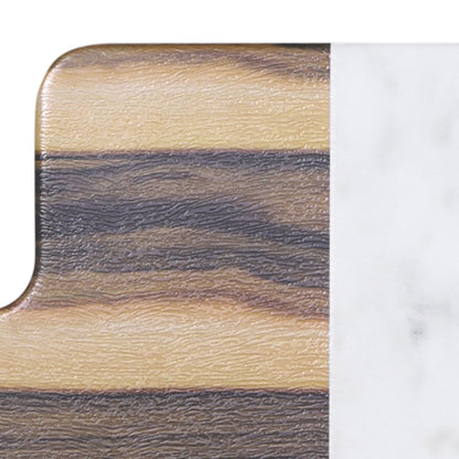 Melamine Rectangular Serving Board - Hickory Wood, Carrara Marble