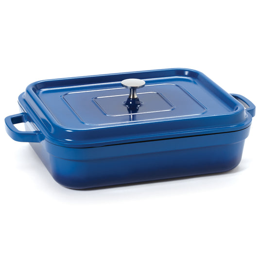 5 qt. (5.25 qt. rim-full), 12.88" x 10.88" Induction Ready Rectangular Roaster w/ Lid, 2.76" deep (Clear Coat)